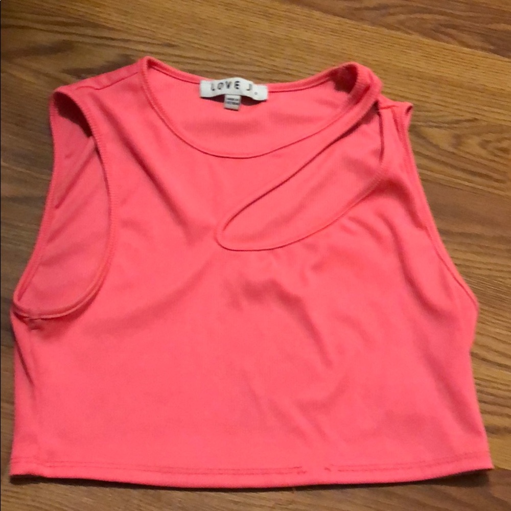 Pink crop top with slit